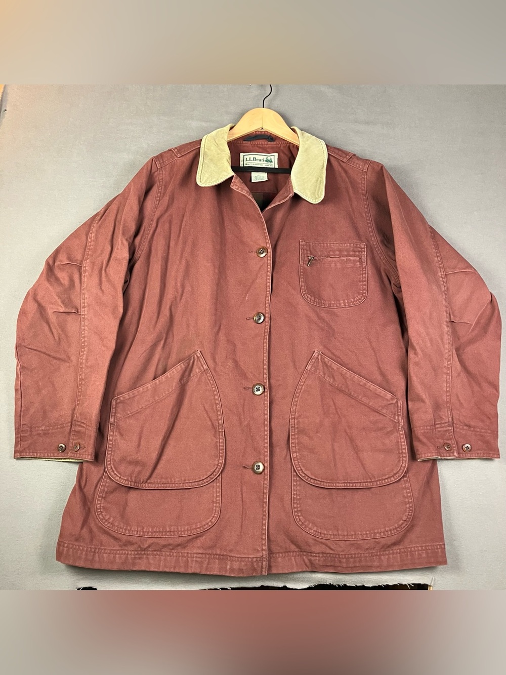 L.L. Bean Women's Size 2X Canvas Chore Barn Field Coat Jacket Corduroy Button Up